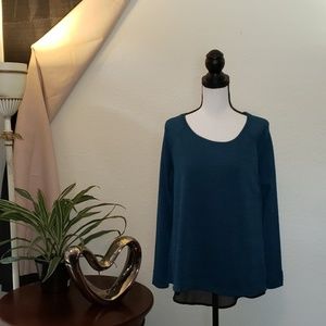 Code Bleu blue sparkling sweater with sheer